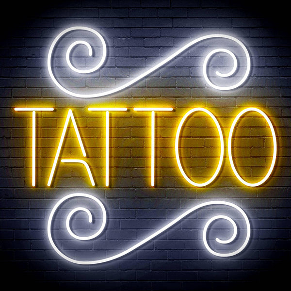ADVPRO TATTOO Shop Signage Ultra-Bright LED Neon Sign fn-i4111 - White & Golden Yellow
