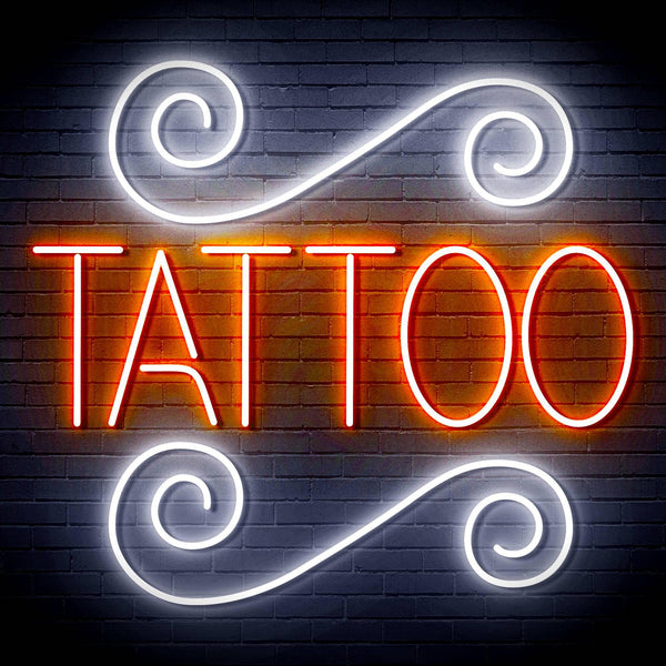 ADVPRO TATTOO Shop Signage Ultra-Bright LED Neon Sign fn-i4111 - White & Orange