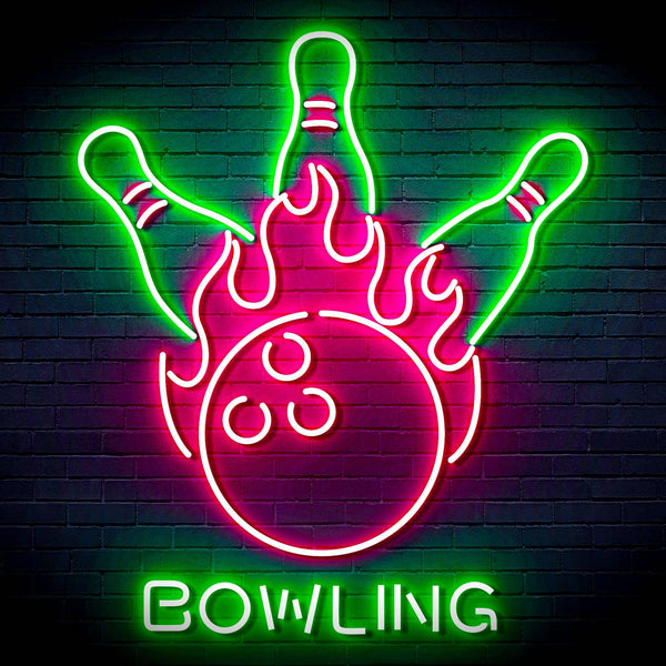 ADVPRO Bowling Ultra-Bright LED Neon Sign fn-i4113 - Green & Pink
