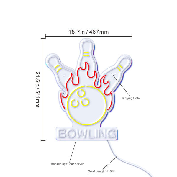 ADVPRO Bowling Ultra-Bright LED Neon Sign fn-i4113 - Size