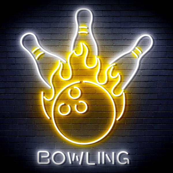 ADVPRO Bowling Ultra-Bright LED Neon Sign fn-i4113 - White & Golden Yellow