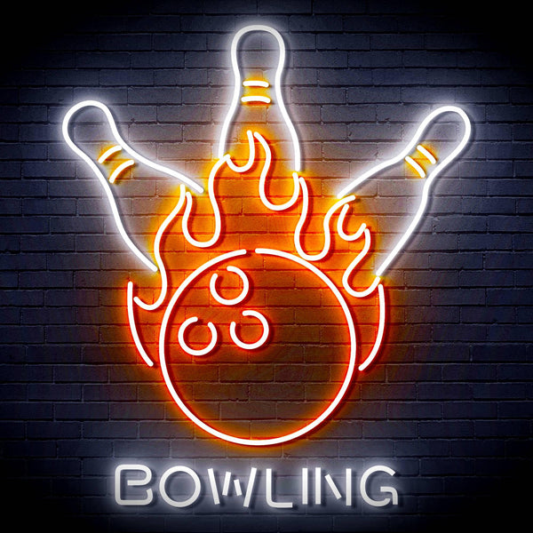 ADVPRO Bowling Ultra-Bright LED Neon Sign fn-i4113 - White & Orange