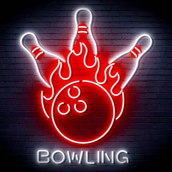 ADVPRO Bowling Ultra-Bright LED Neon Sign fn-i4113 - White & Red