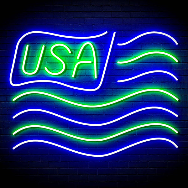 ADVPRO USA Flag Ultra-Bright LED Neon Sign fn-i4116 - Green & Blue