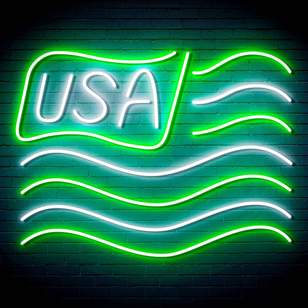 ADVPRO USA Flag Ultra-Bright LED Neon Sign fn-i4116 - White & Green