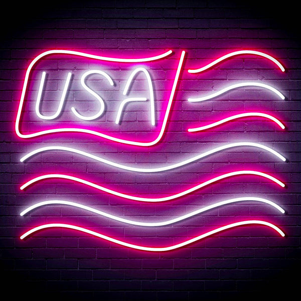 ADVPRO USA Flag Ultra-Bright LED Neon Sign fn-i4116 - White & Pink