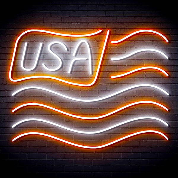 ADVPRO USA Flag Ultra-Bright LED Neon Sign fn-i4116 - White & Orange