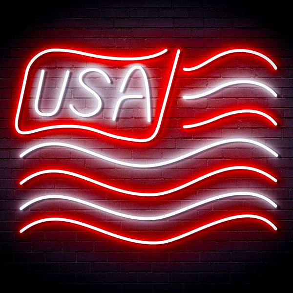 ADVPRO USA Flag Ultra-Bright LED Neon Sign fn-i4116 - White & Red