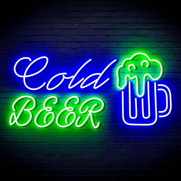 ADVPRO Cold Beer with Beer Mug Ultra-Bright LED Neon Sign fn-i4119 - Green & Blue