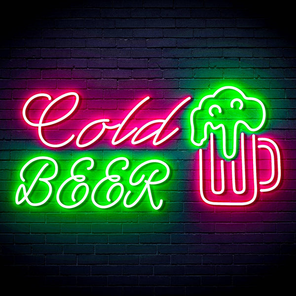 ADVPRO Cold Beer with Beer Mug Ultra-Bright LED Neon Sign fn-i4119 - Green & Pink