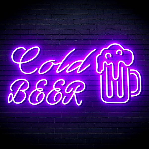 ADVPRO Cold Beer with Beer Mug Ultra-Bright LED Neon Sign fn-i4119 - Purple