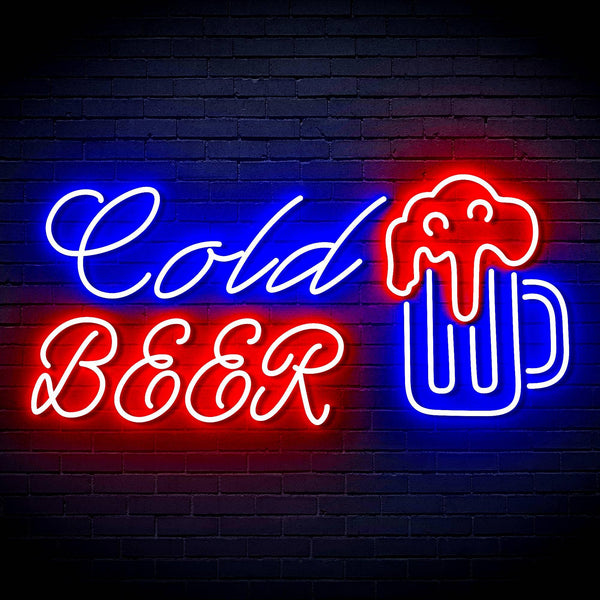 ADVPRO Cold Beer with Beer Mug Ultra-Bright LED Neon Sign fn-i4119 - Red & Blue