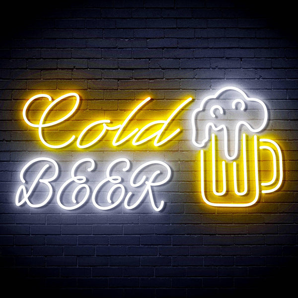 ADVPRO Cold Beer with Beer Mug Ultra-Bright LED Neon Sign fn-i4119 - White & Golden Yellow