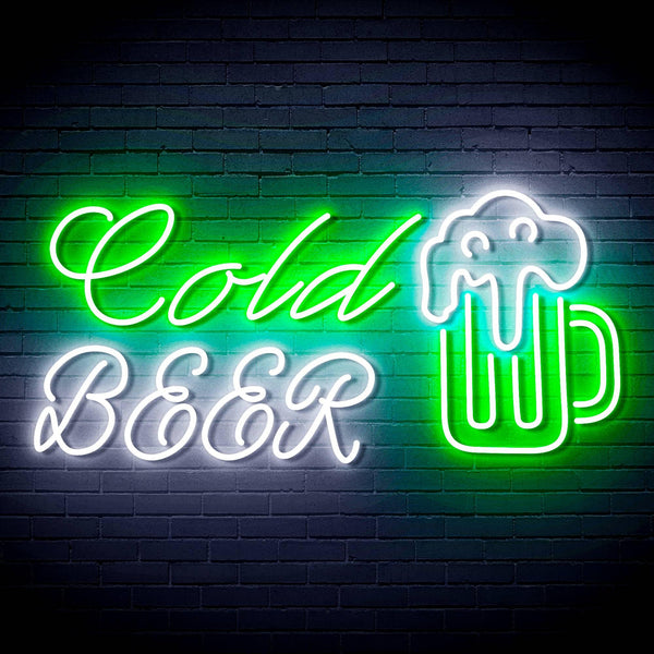 ADVPRO Cold Beer with Beer Mug Ultra-Bright LED Neon Sign fn-i4119 - White & Green