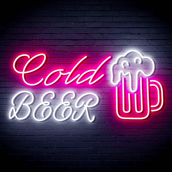 ADVPRO Cold Beer with Beer Mug Ultra-Bright LED Neon Sign fn-i4119 - White & Pink