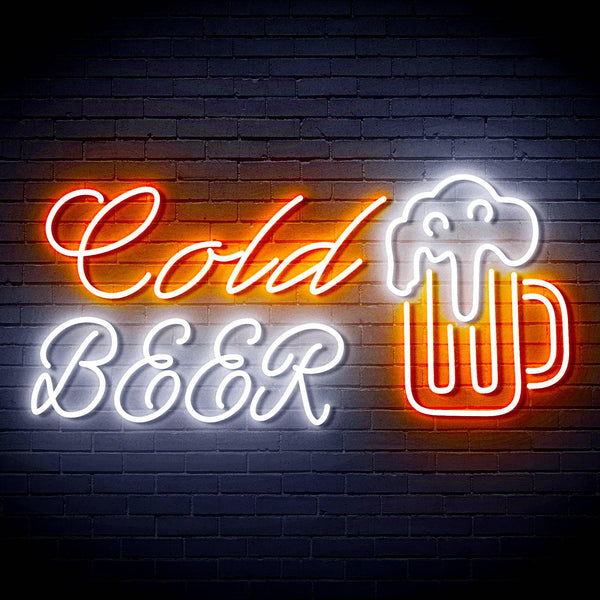ADVPRO Cold Beer with Beer Mug Ultra-Bright LED Neon Sign fn-i4119 - White & Orange