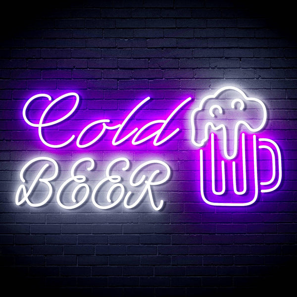 ADVPRO Cold Beer with Beer Mug Ultra-Bright LED Neon Sign fn-i4119 - White & Purple