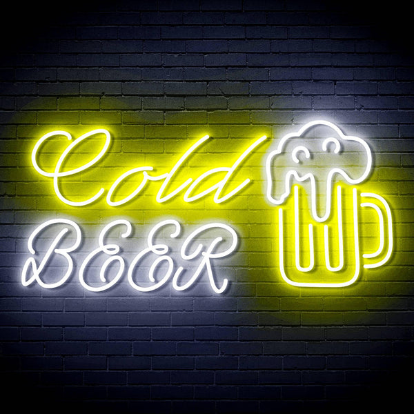 ADVPRO Cold Beer with Beer Mug Ultra-Bright LED Neon Sign fn-i4119 - White & Yellow