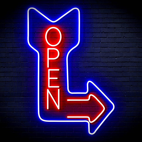 ADVPRO OPEN Signage Vertical with Arrow Ultra-Bright LED Neon Sign fn-i4122 - Blue & Red