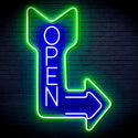 ADVPRO OPEN Signage Vertical with Arrow Ultra-Bright LED Neon Sign fn-i4122 - Green & Blue