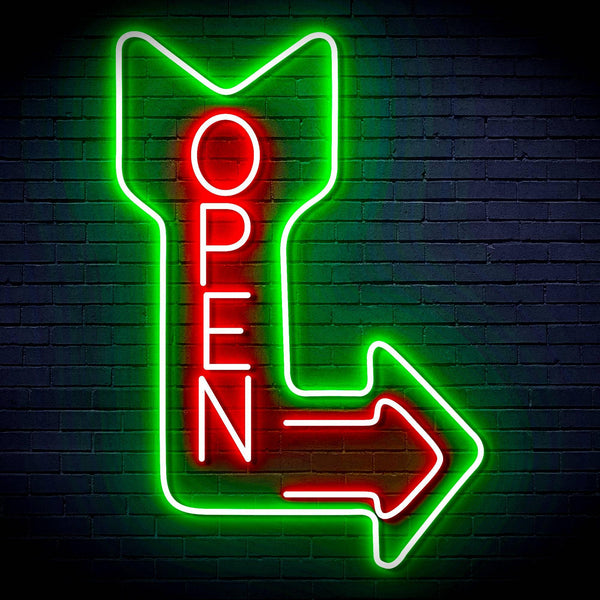 ADVPRO OPEN Signage Vertical with Arrow Ultra-Bright LED Neon Sign fn-i4122 - Green & Red