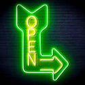 ADVPRO OPEN Signage Vertical with Arrow Ultra-Bright LED Neon Sign fn-i4122 - Green & Yellow