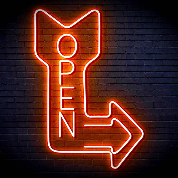 ADVPRO OPEN Signage Vertical with Arrow Ultra-Bright LED Neon Sign fn-i4122 - Orange