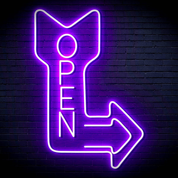 ADVPRO OPEN Signage Vertical with Arrow Ultra-Bright LED Neon Sign fn-i4122 - Purple