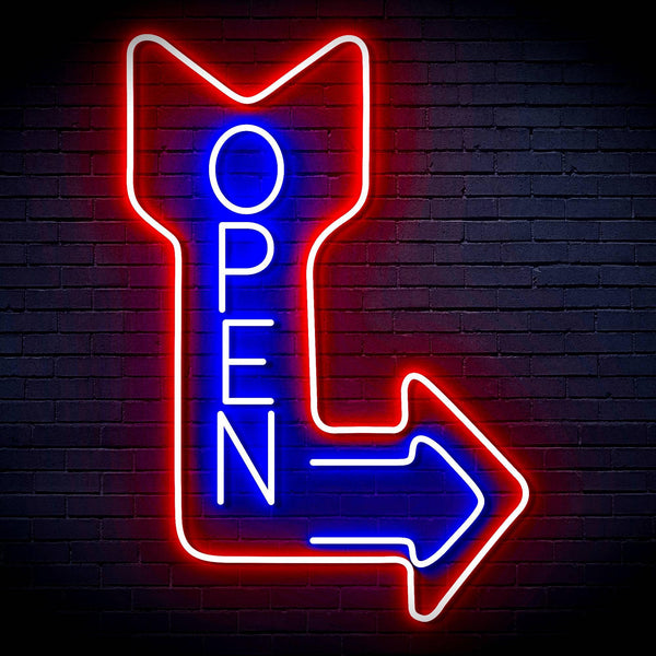 ADVPRO OPEN Signage Vertical with Arrow Ultra-Bright LED Neon Sign fn-i4122 - Red & Blue