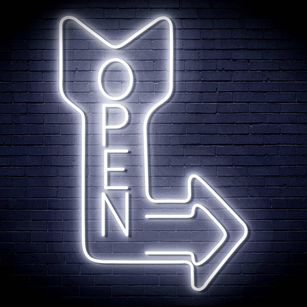 ADVPRO OPEN Signage Vertical with Arrow Ultra-Bright LED Neon Sign fn-i4122 - White
