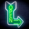 ADVPRO OPEN Signage Vertical with Arrow Ultra-Bright LED Neon Sign fn-i4122 - White & Green