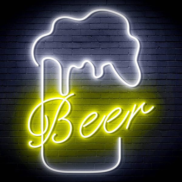 ADVPRO Beer Mud Ultra-Bright LED Neon Sign fn-i4125 - White & Yellow
