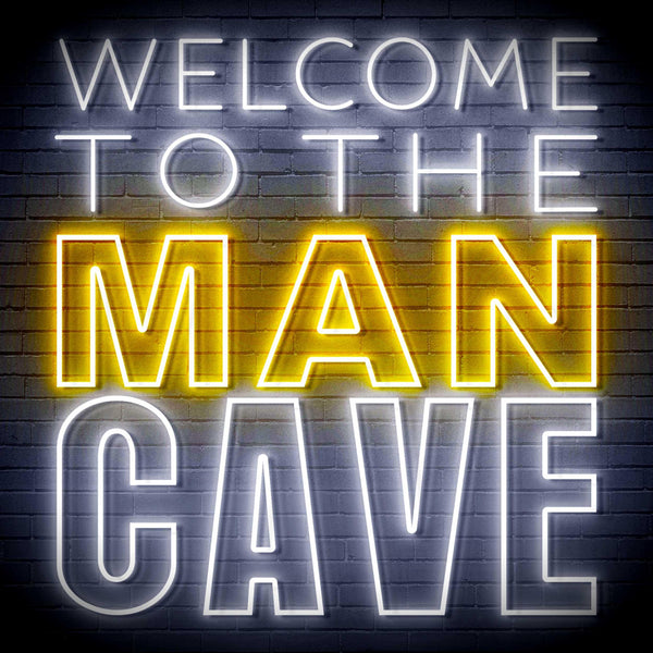 ADVPRO Welcome to the Man Cave Signage Ultra-Bright LED Neon Sign fn-i4126 - White & Golden Yellow