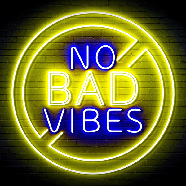 ADVPRO No Bad Vibes Signage Ultra-Bright LED Neon Sign fn-i4136 - Blue & Yellow