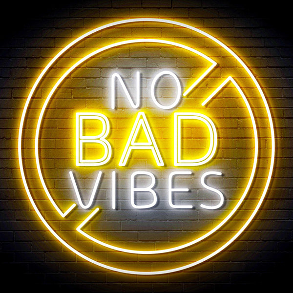 ADVPRO No Bad Vibes Signage Ultra-Bright LED Neon Sign fn-i4136 - White & Golden Yellow