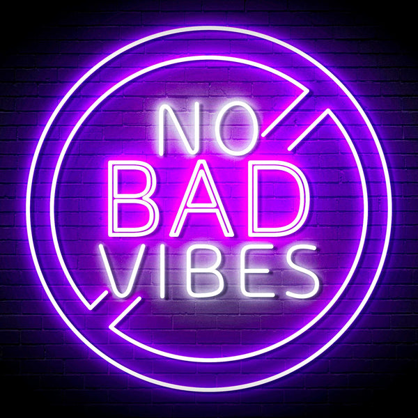 ADVPRO No Bad Vibes Signage Ultra-Bright LED Neon Sign fn-i4136 - White & Purple