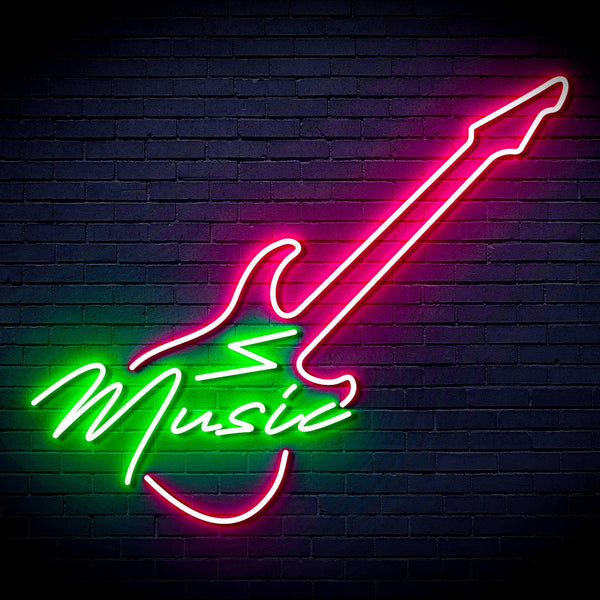 ADVPRO Music with Guitar Ultra-Bright LED Neon Sign fn-i4140 - Green & Pink