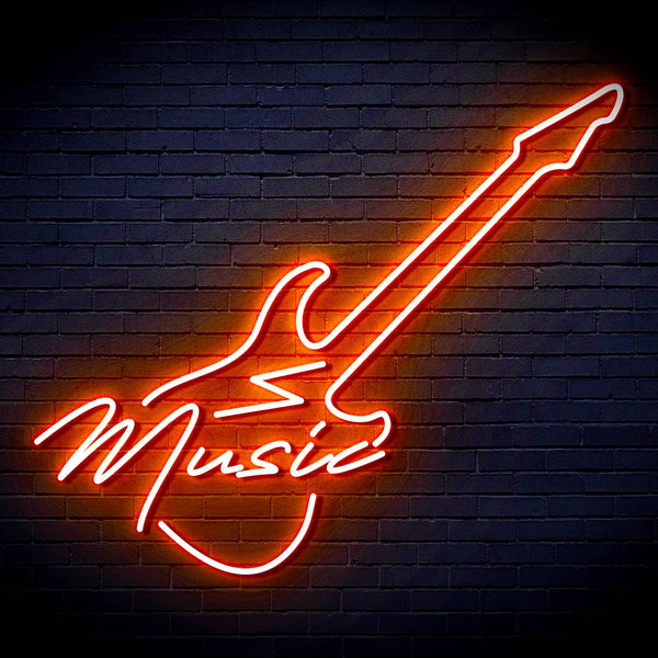 ADVPRO Music with Guitar Ultra-Bright LED Neon Sign fn-i4140 - Orange
