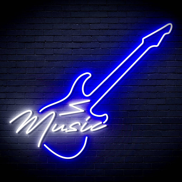 ADVPRO Music with Guitar Ultra-Bright LED Neon Sign fn-i4140 - White & Blue