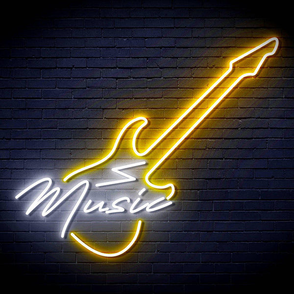 ADVPRO Music with Guitar Ultra-Bright LED Neon Sign fn-i4140 - White & Golden Yellow