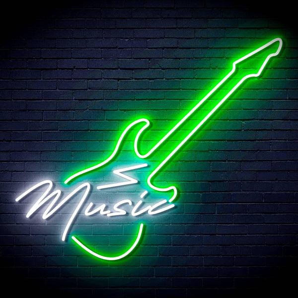 ADVPRO Music with Guitar Ultra-Bright LED Neon Sign fn-i4140 - White & Green