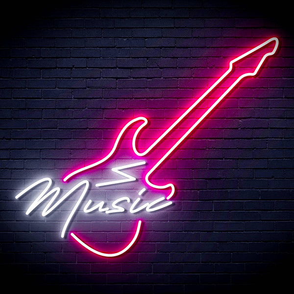 ADVPRO Music with Guitar Ultra-Bright LED Neon Sign fn-i4140 - White & Pink