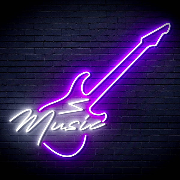 ADVPRO Music with Guitar Ultra-Bright LED Neon Sign fn-i4140 - White & Purple