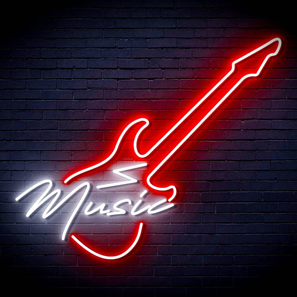 ADVPRO Music with Guitar Ultra-Bright LED Neon Sign fn-i4140 - White & Red