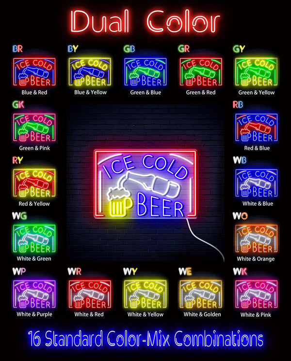 ADVPRO ICE COLD BEER Signage Ultra-Bright LED Neon Sign fn-i4157 - Dual-Color