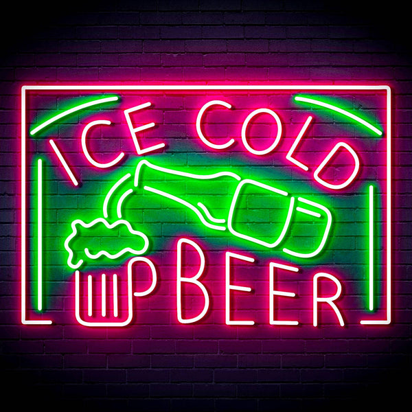 ADVPRO ICE COLD BEER Signage Ultra-Bright LED Neon Sign fn-i4157 - Green & Pink