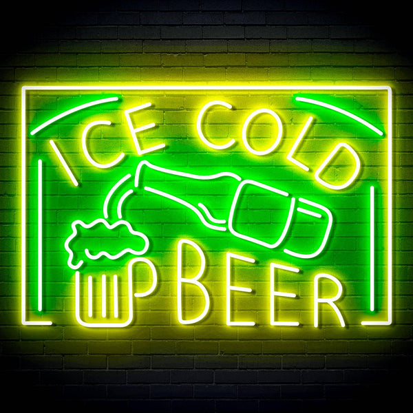 ADVPRO ICE COLD BEER Signage Ultra-Bright LED Neon Sign fn-i4157 - Green & Yellow