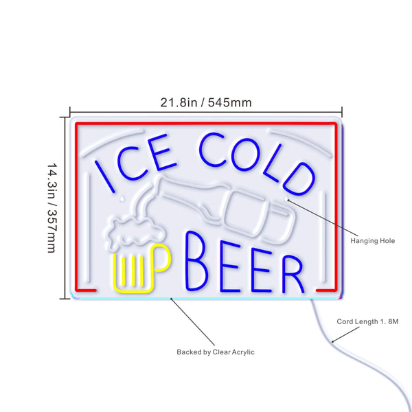 ADVPRO ICE COLD BEER Signage Ultra-Bright LED Neon Sign fn-i4157 - Size