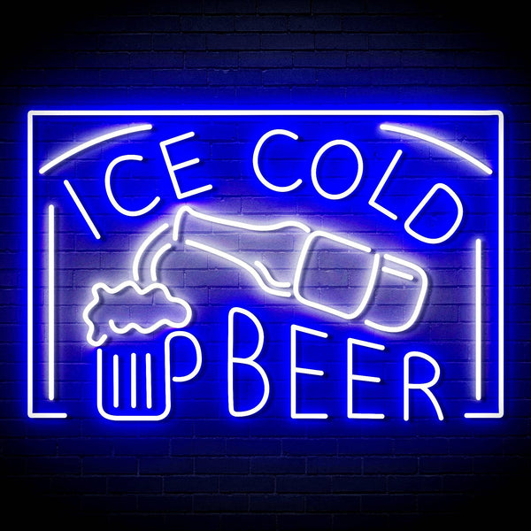 ADVPRO ICE COLD BEER Signage Ultra-Bright LED Neon Sign fn-i4157 - White & Blue