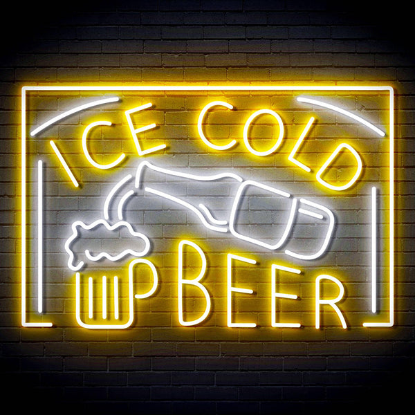 ADVPRO ICE COLD BEER Signage Ultra-Bright LED Neon Sign fn-i4157 - White & Golden Yellow